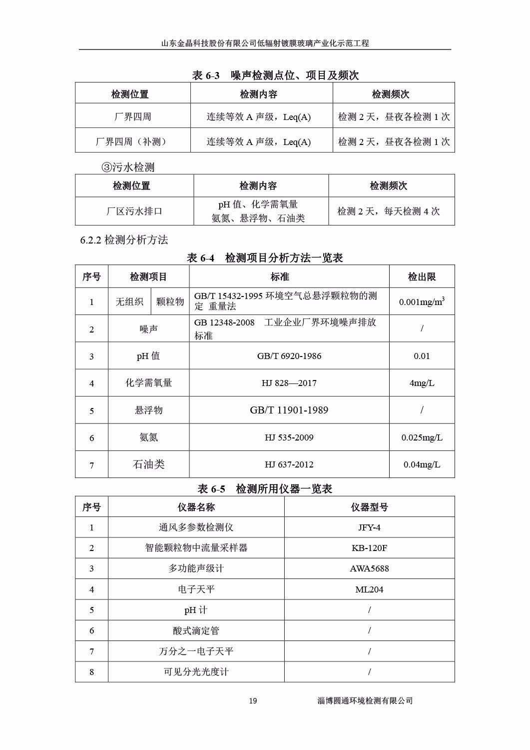 山东金晶科技股份有限公司低辐射镀膜玻璃环保验收报告