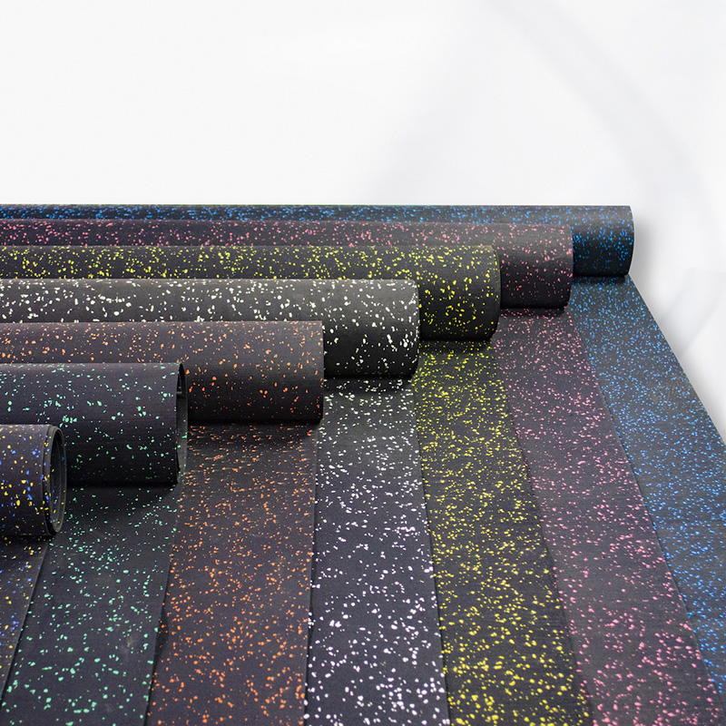 Rolled gym rubber mat