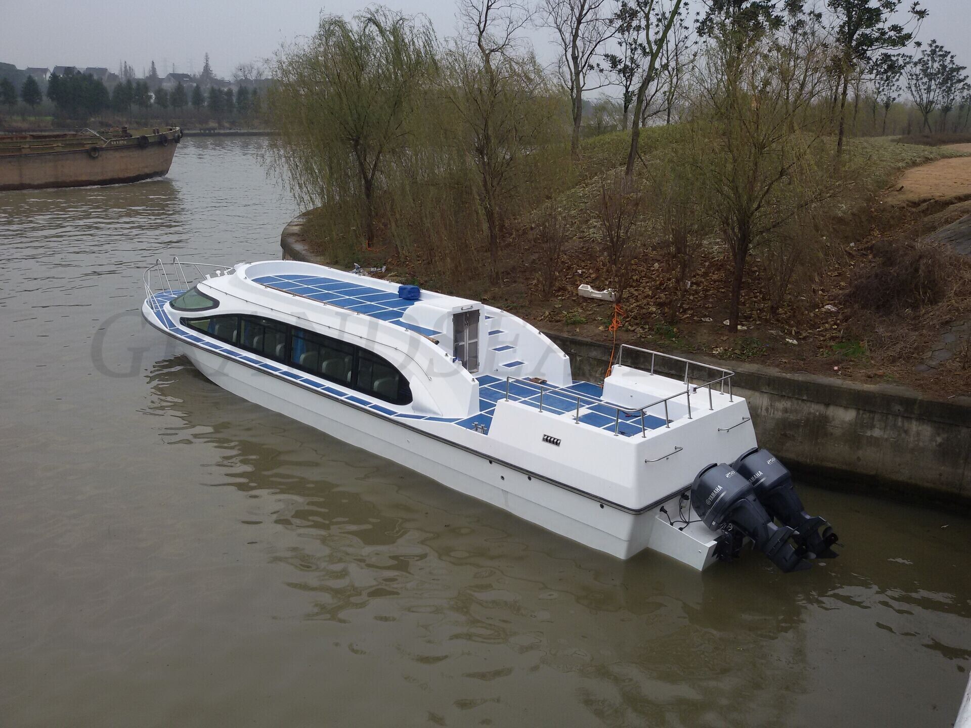 50 Persons Fiberglass Fast Passenger Ferry Boats with Outboard Engines for Sale