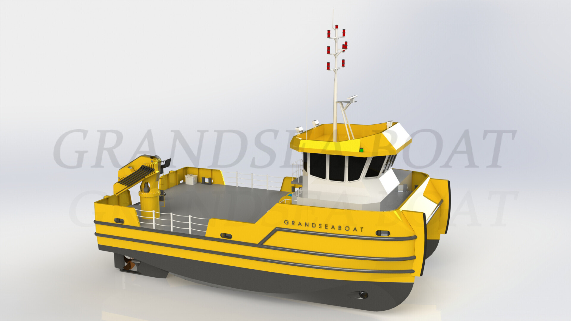 Grandsea Catamaran 18m Towing And Pushing Crane Barge for Sale