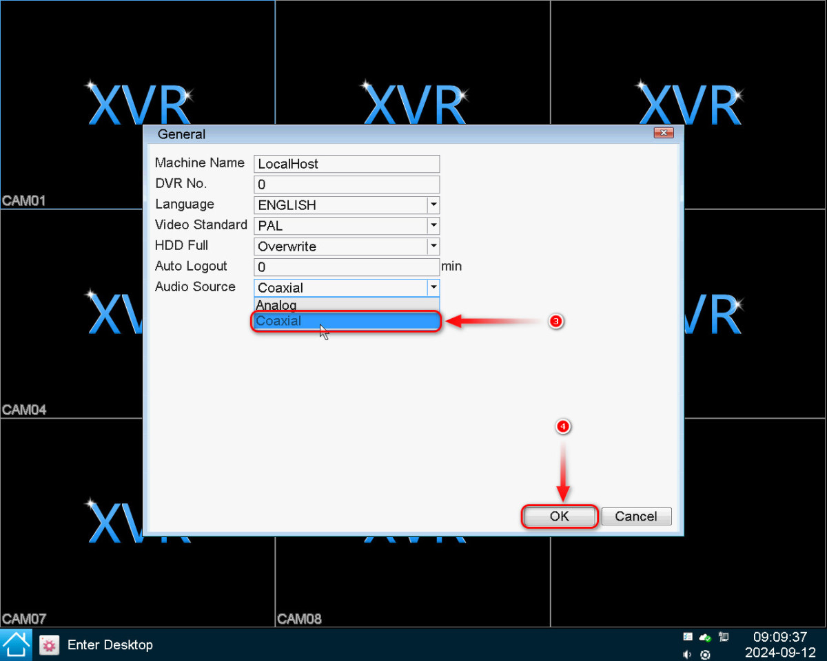 How to setup audio in the XVR?