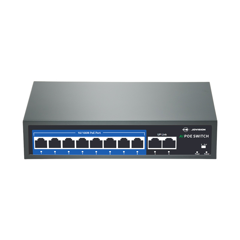 8-Port PoE+ Switch with Gigabit Uplink for Smart Surveillance Networks