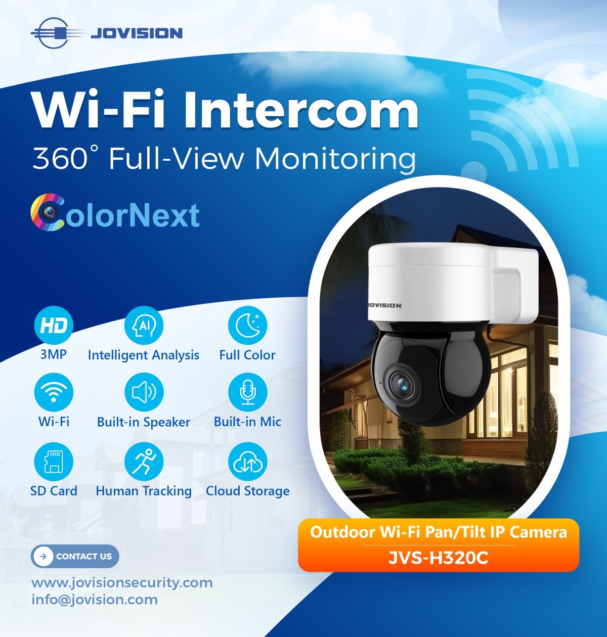 3MP Full-Color Wi-Fi Bullet+Pan/Tilt Camera