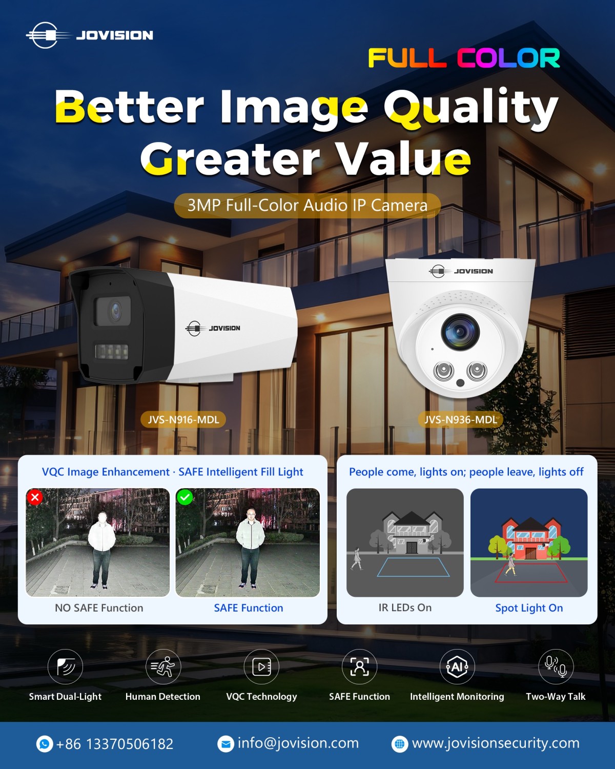 3.0MP Bullet Full-Color Audio IP Camera