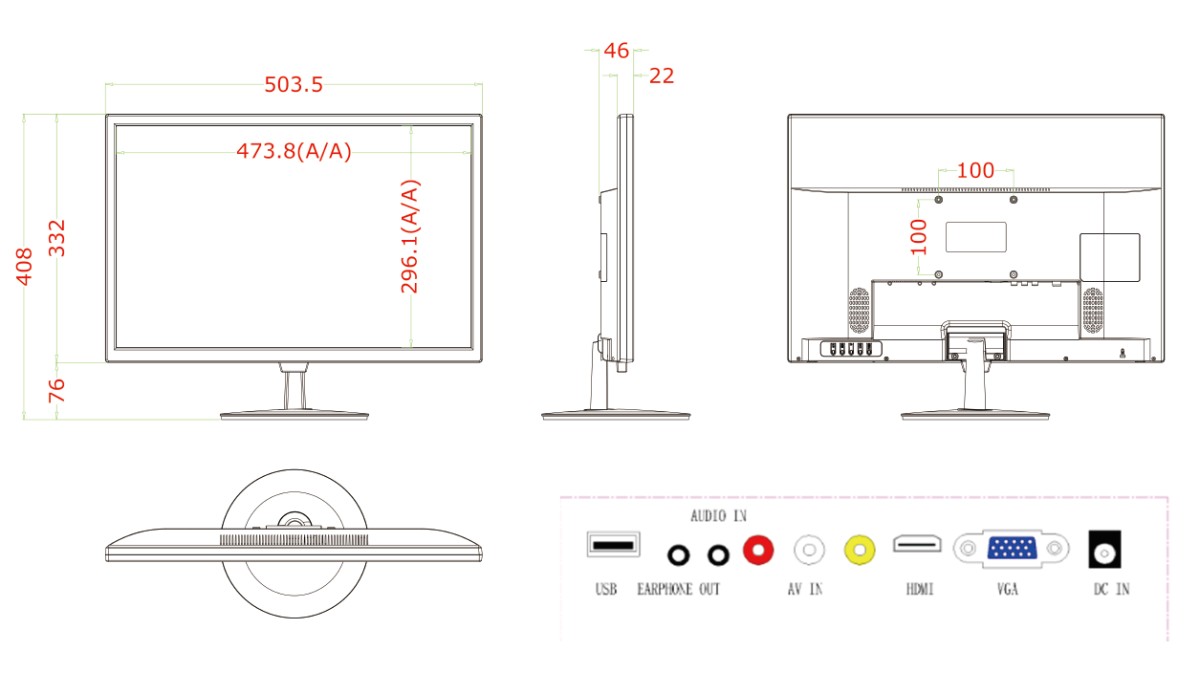 22″ LED Monitor