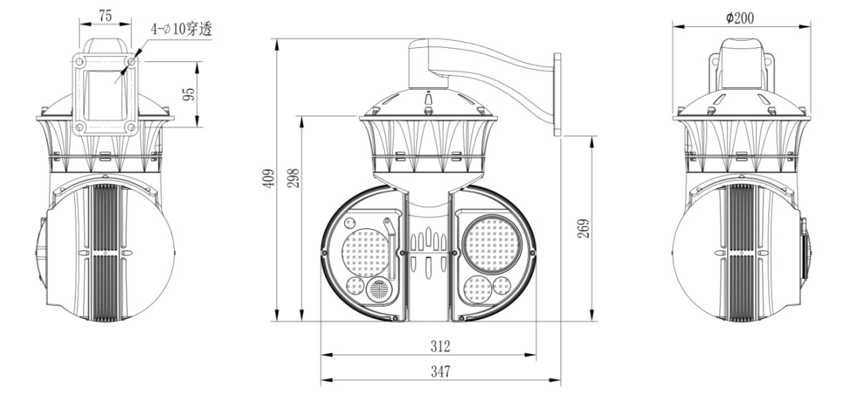 尺寸图2.png Long Range Heavy-load PTZ Thermal Camera