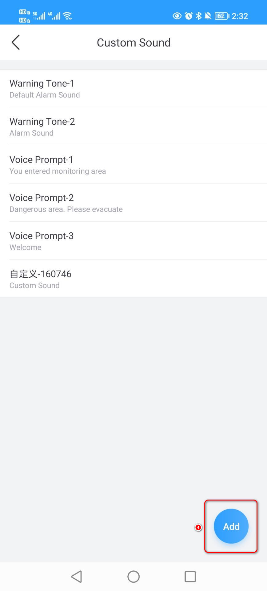 How to set a custom sound alarm for the IP Camera from CloudSEE Int'l Pro App?