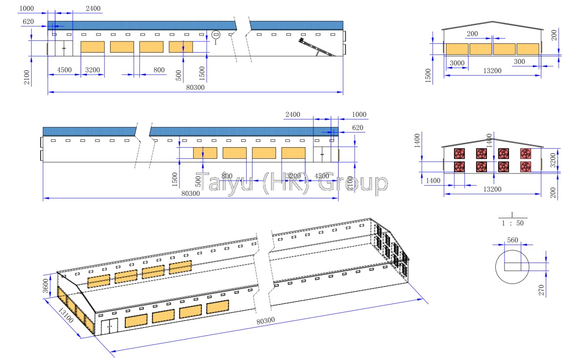 15000 egg laying chicken house drawing (4)