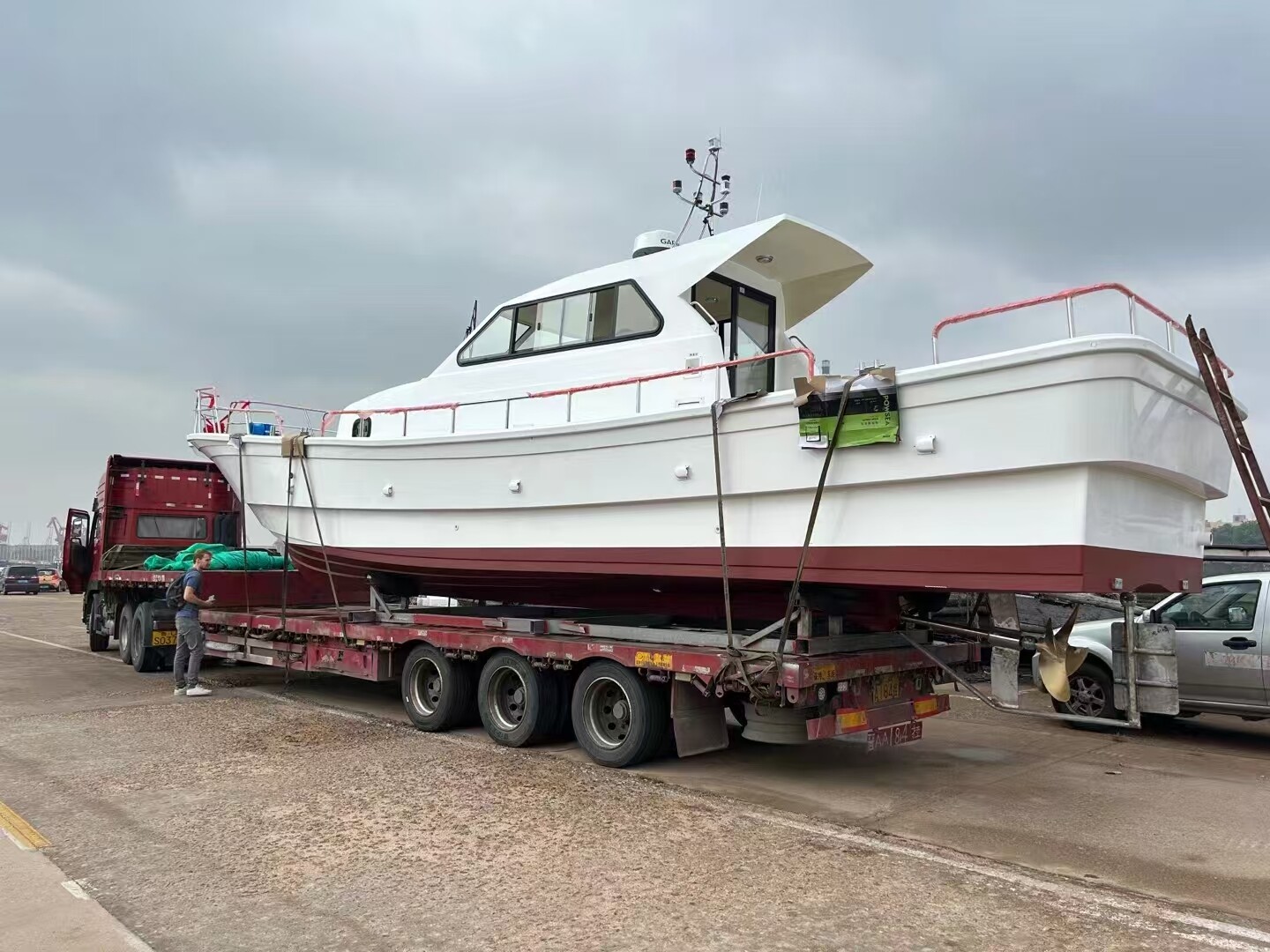 1unit Length 14m Fiberass Longline Commercial Fishing Boat Shipped to Caribbean Area.