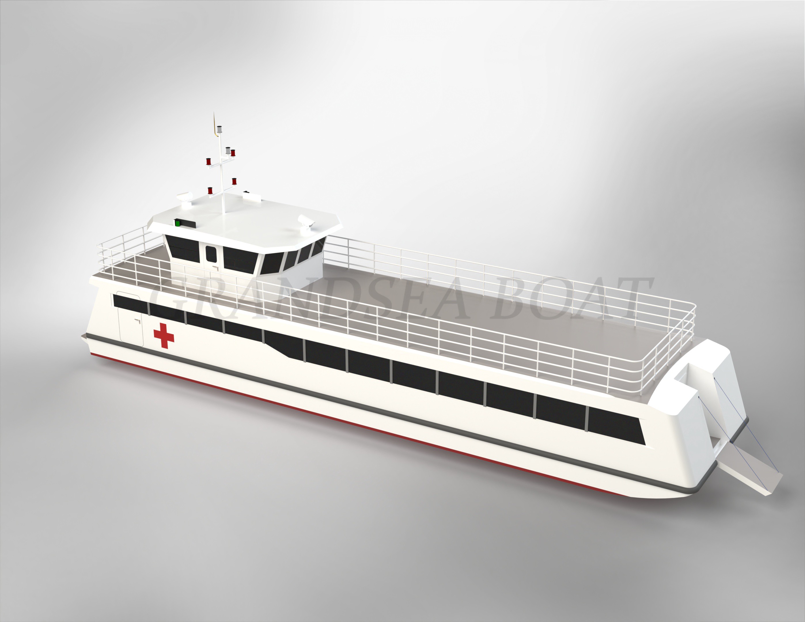 Bateau médical en aluminium Grandsea 25m Bateau ambulance Bateau-hôpital flottant à vendre