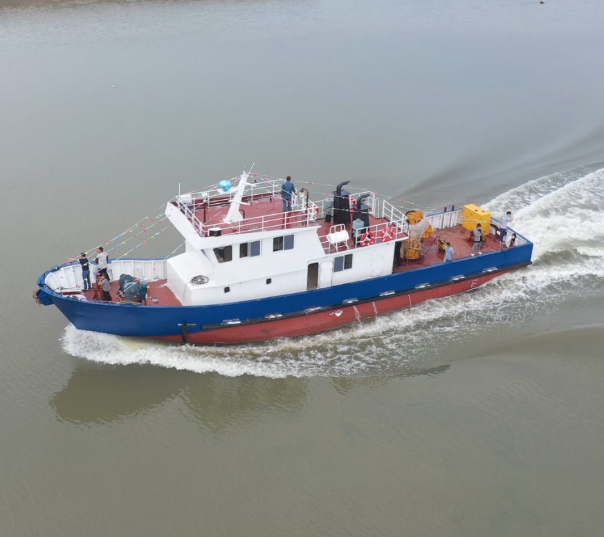 Barco de trabajo de inspección de barcaza con grúa de material de acero Grandsea de 24 m a la venta