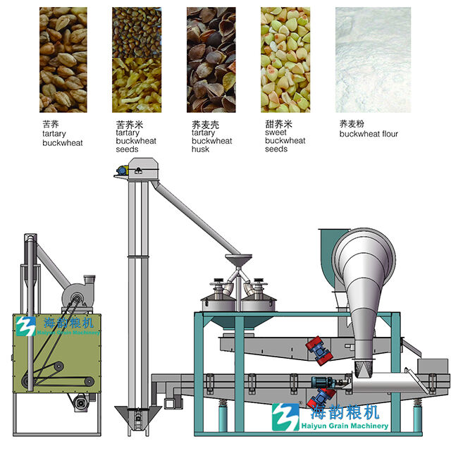 Línea de máquina descascarilladora de trigo sarraceno de 150-200kg/hour