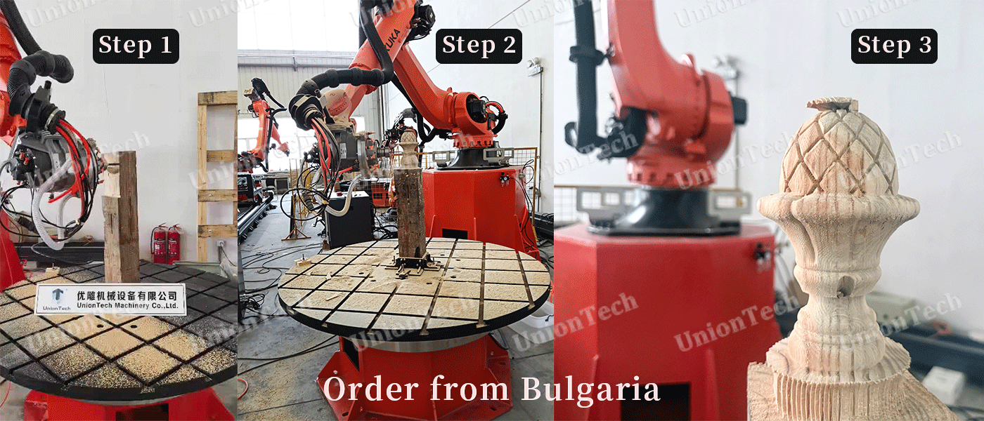 Bulgarian Customer Ordered KR210-2900 7 Axis Milling Robot for Wooden Crafts Processing