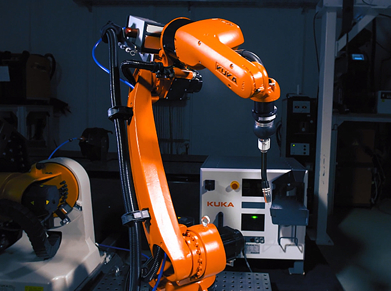 KUKA welding robot arm in the automotive industry metal welding industry applications