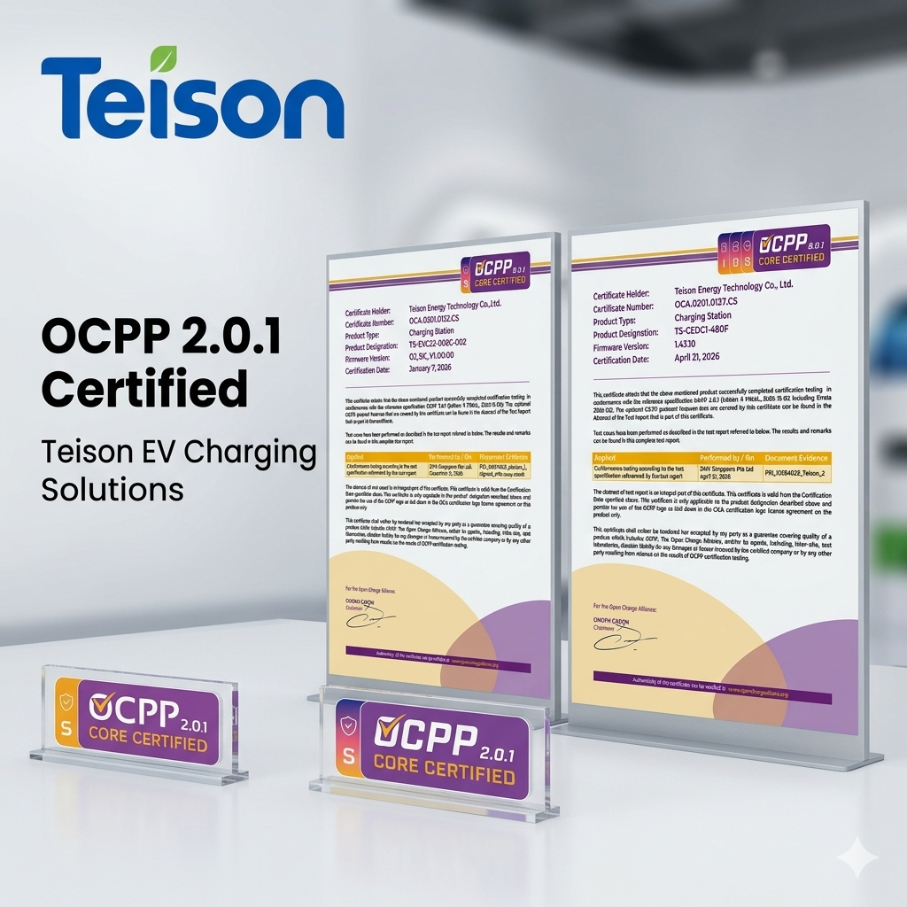 جميع شواحن Teison للتيار المتردد & التيار المستمر حاصلة رسميًا على شهادة OCA OCPP 2.0.1