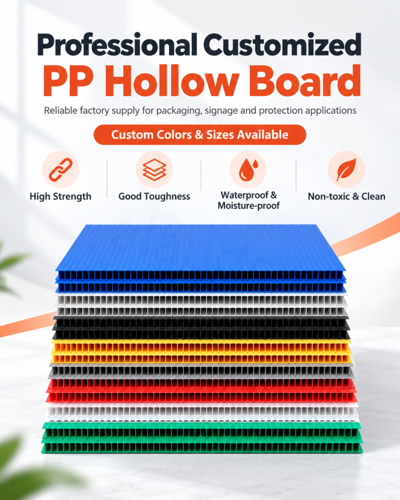 Custom PP corrugated plastic sheets in multiple colors and sizes