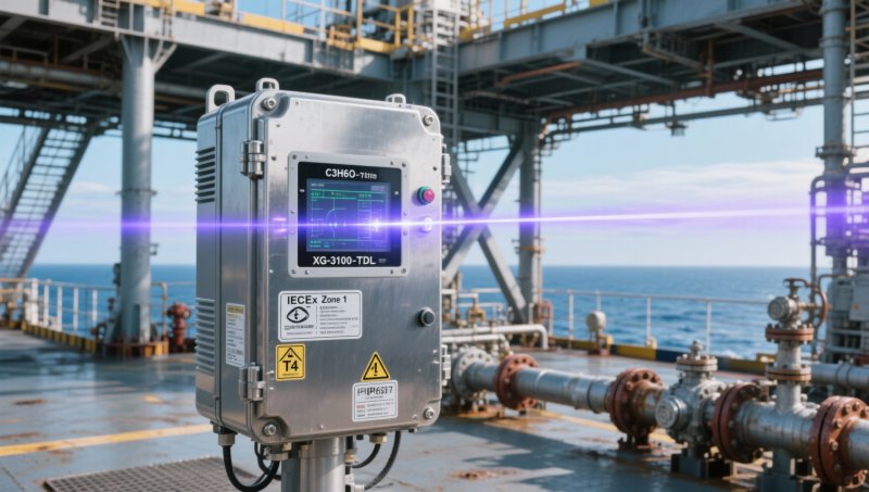 Which C3H6O concentration analyzer models meet IECEx Zone 1 certification for offshore platform deployment?