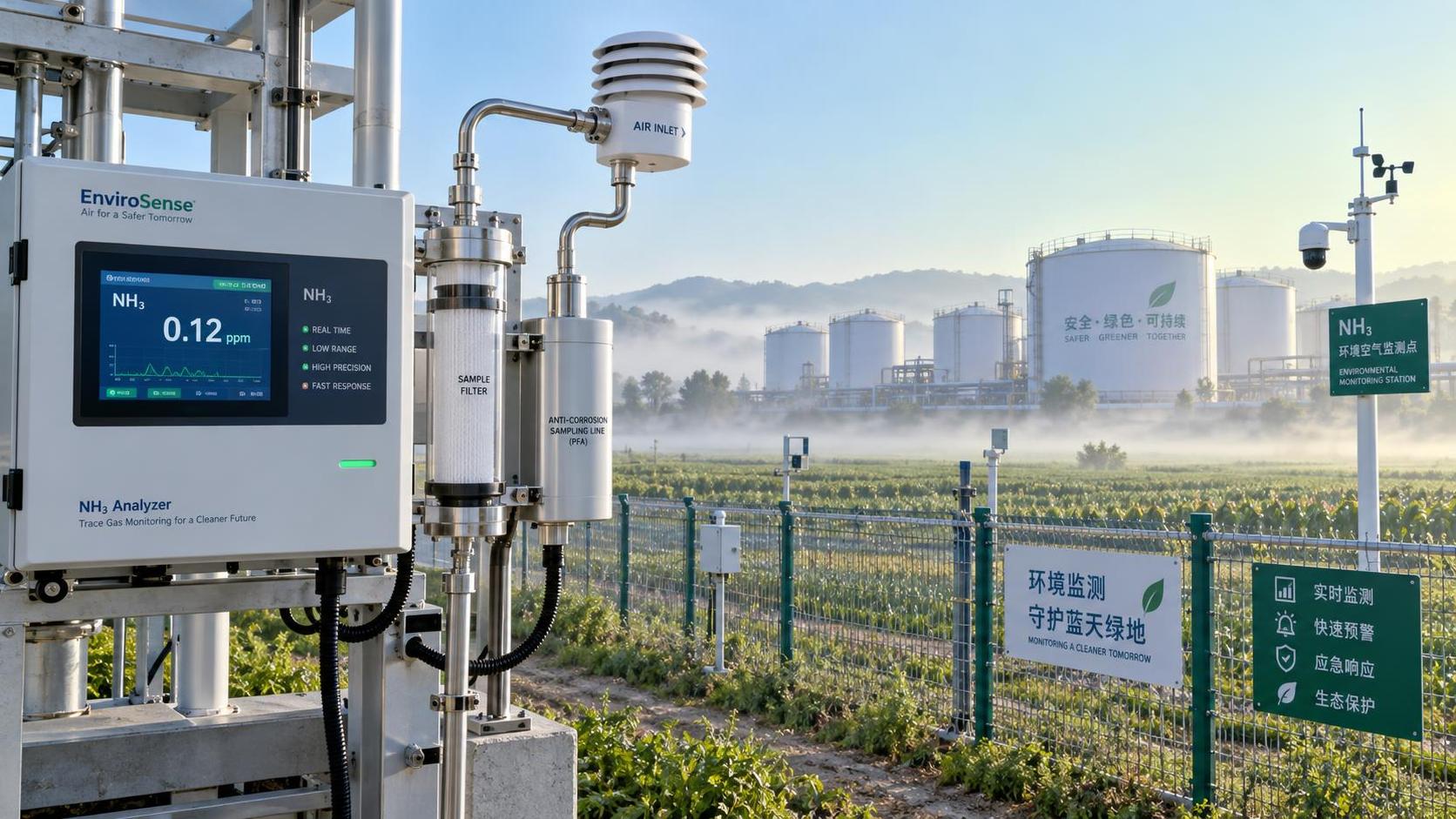What detection limit is needed for NH3 environmental monitoring?
