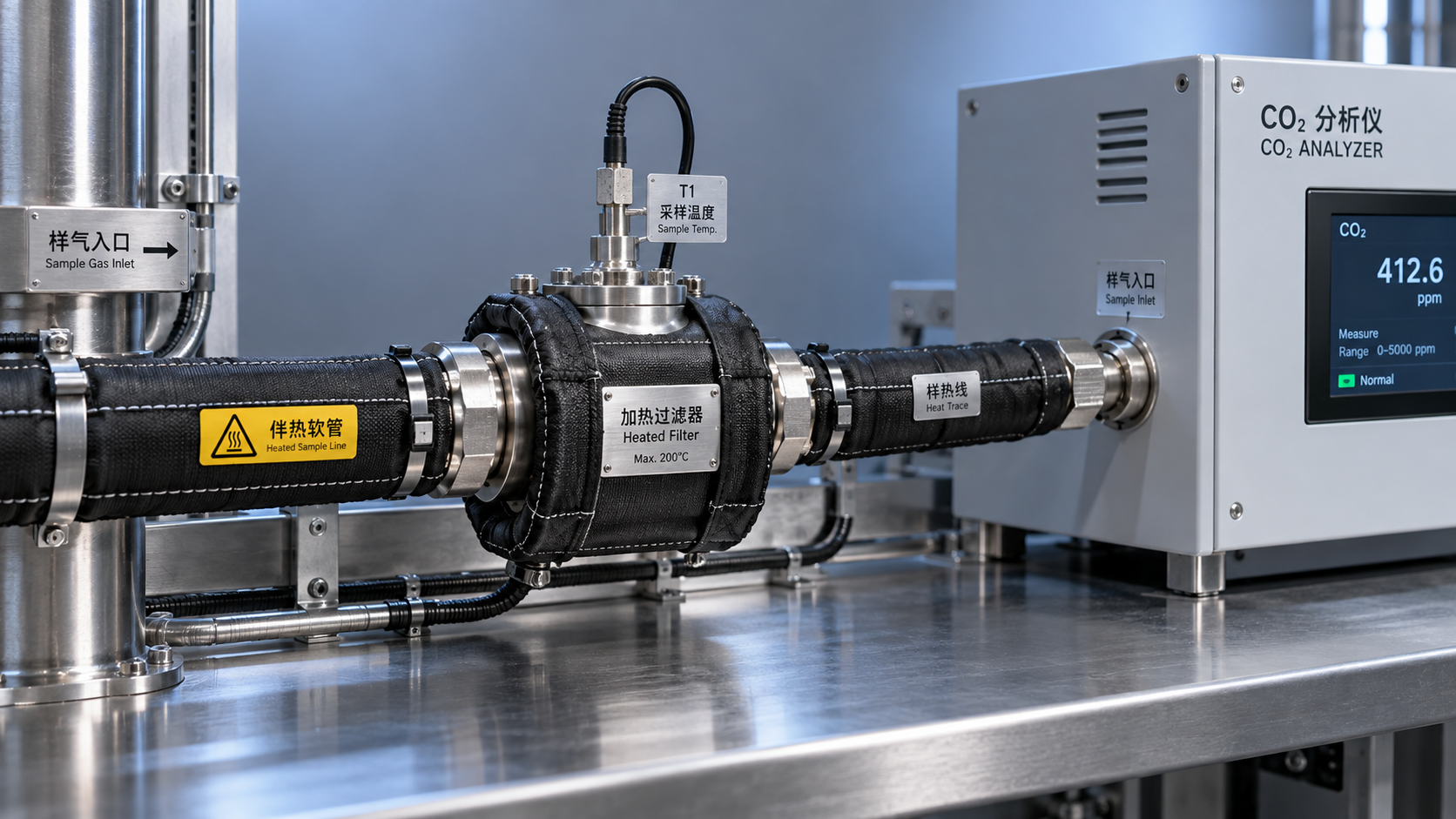 How to prevent condensation in a CO2 analyzer sampling system