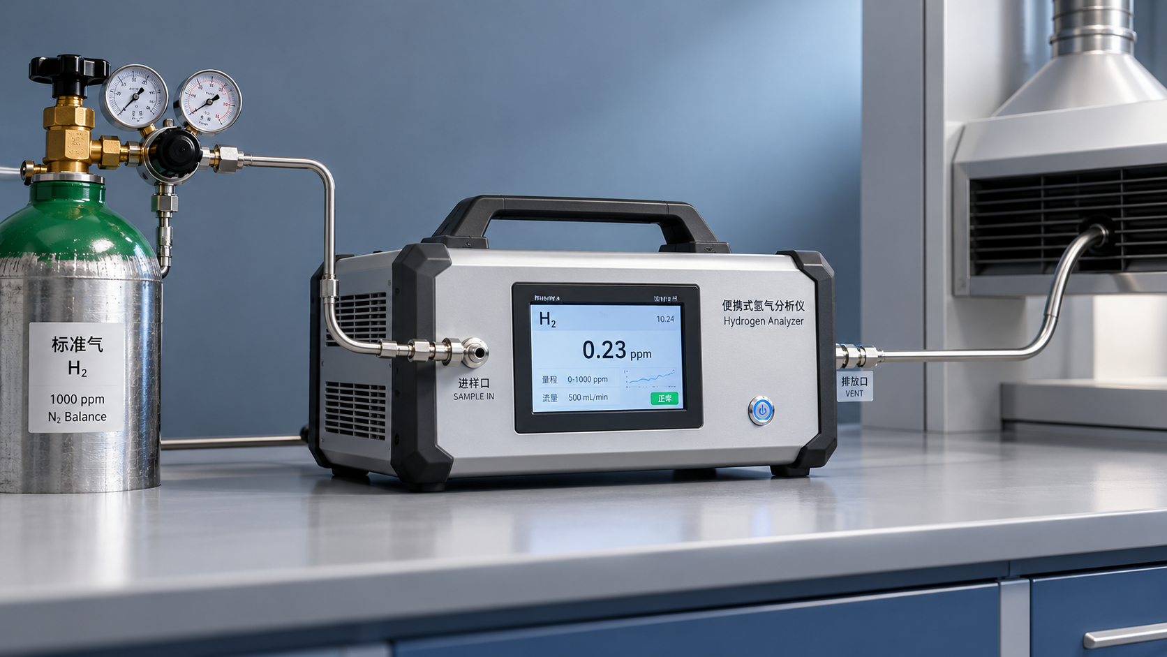 How sensitive should a portable hydrogen analyzer be for lab use?