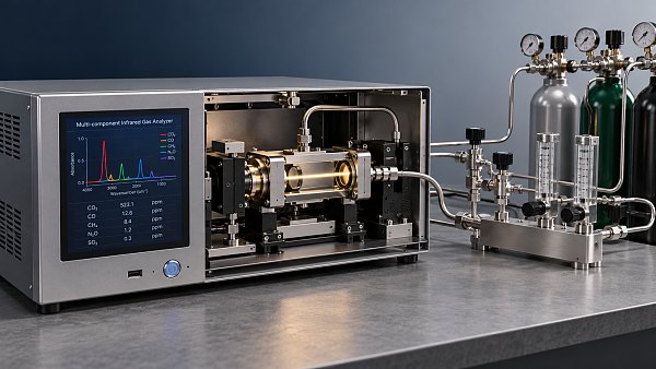 How does cross-interference affect multi-component gas analyzers?