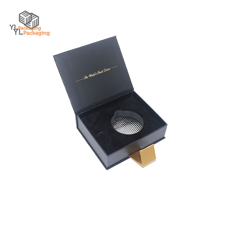 custom high end caviar presentation box with logo and ice bag