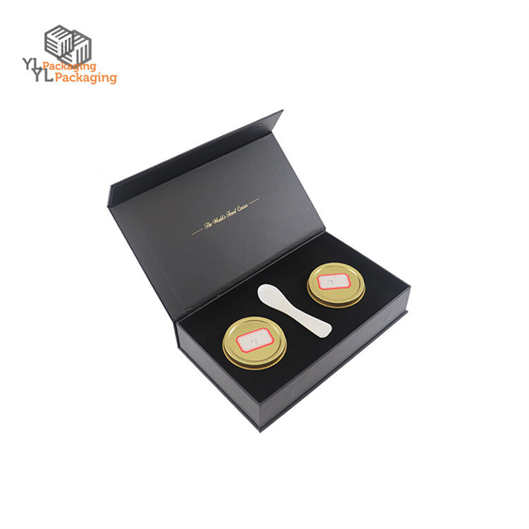 matte black caviar gift box with embossed logo and ice bag
