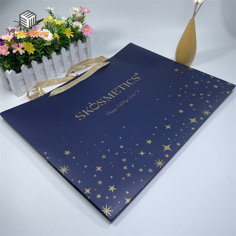 luxury square recyclable printed christmas paper bag