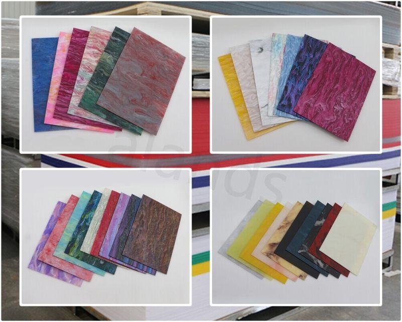 Feuille d'acrylique marbrée colorée en gros