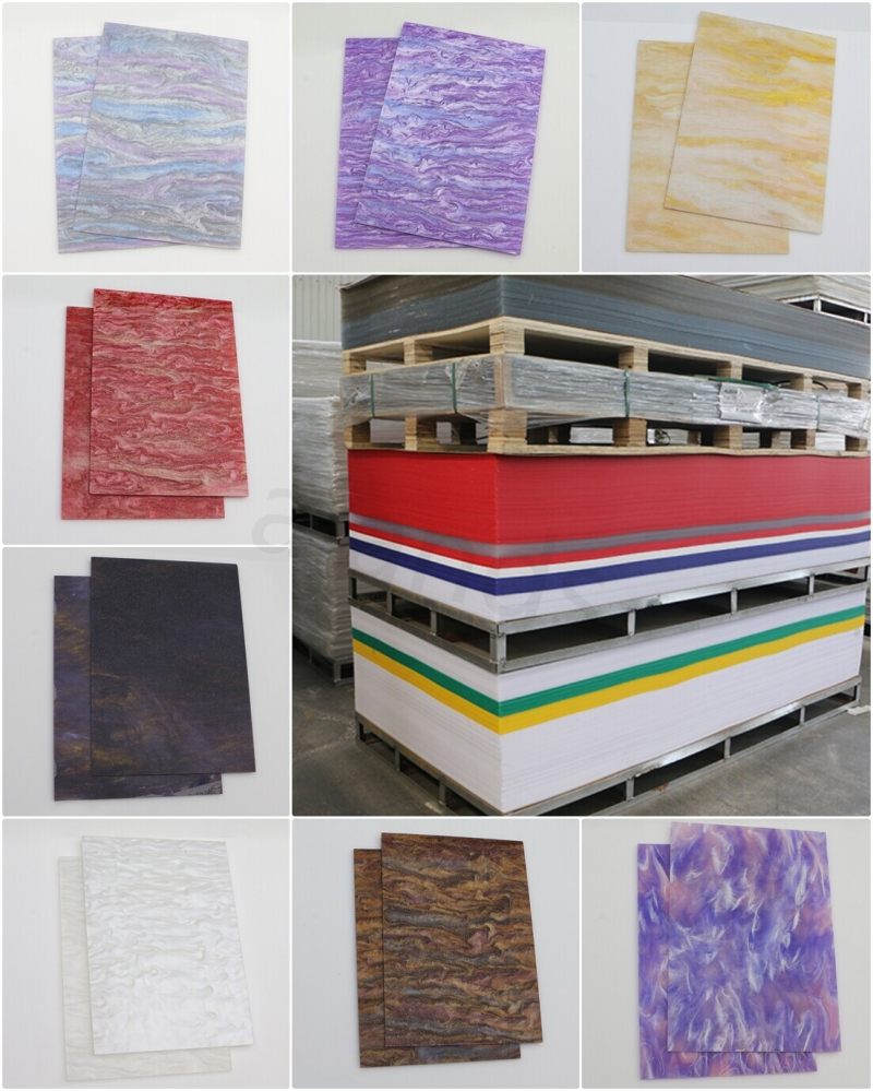 Feuille d'acrylique marbrée colorée en gros