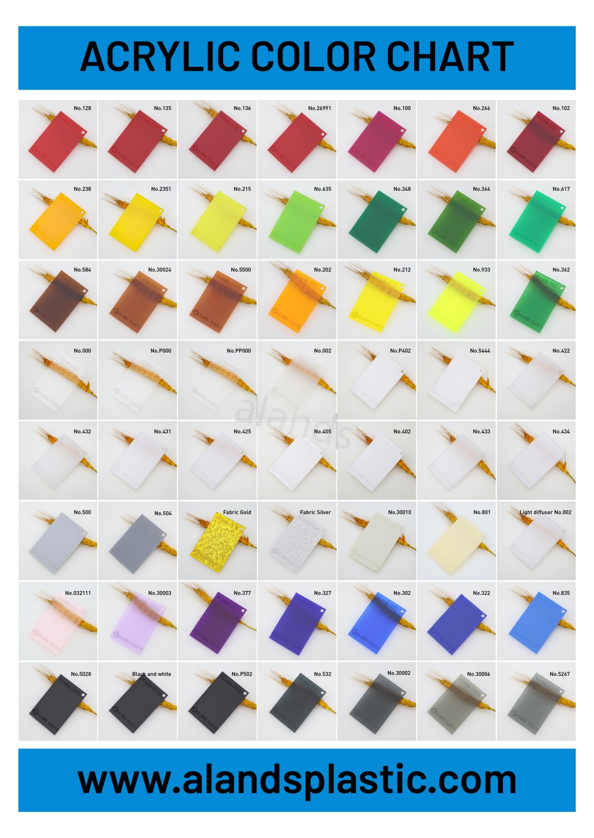 Acrylic Color Chart Nuancier de couleurs acryliques