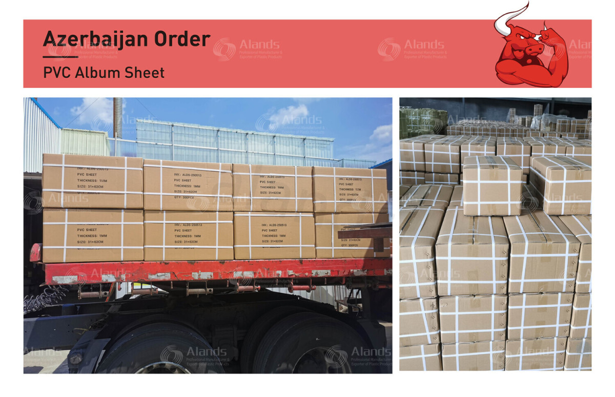 Chargement de feuilles d'album en PVC pour la commande d'exportation vers l'Azerbaïdjan