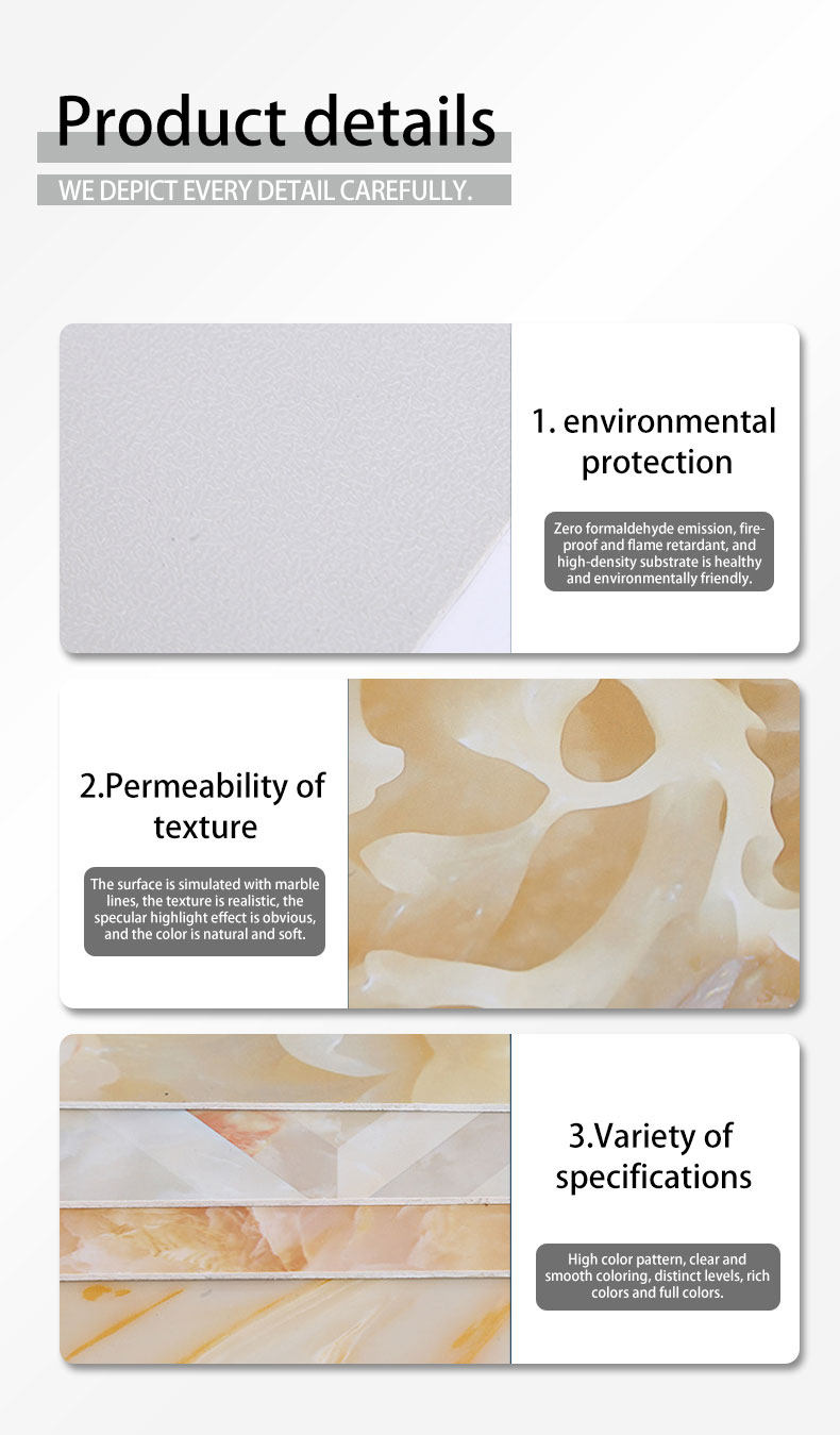 Feuille de marbre UV imperméable et résistante au feu, panneau de marbre en PVC