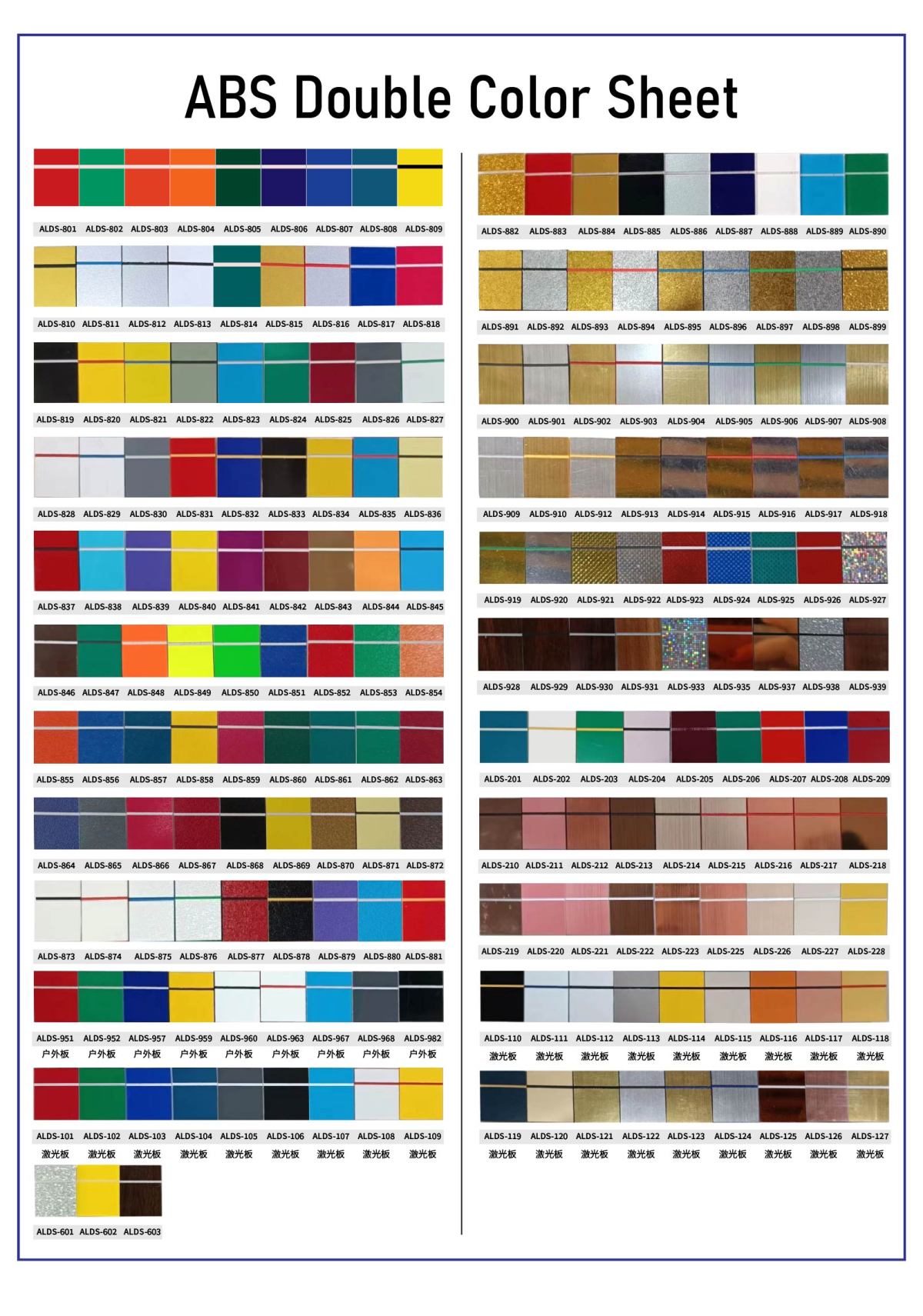 Feuille ABS double couleur