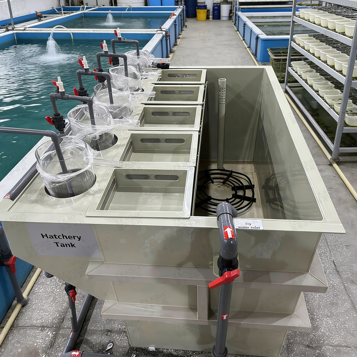 Aquaculture Integrated Hatching and Nursery Tank, One‑piece Rearing Equipment to Minimize Fry Damage