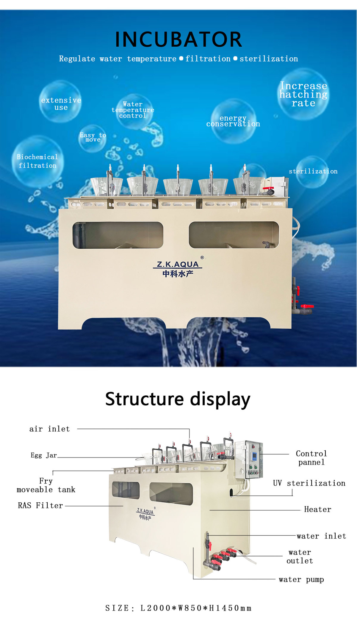 RAS Aquaculture System Equipment Indoor Fish Pond Fish Hatchery Fish Egg Incubator RAS Aquaculture System