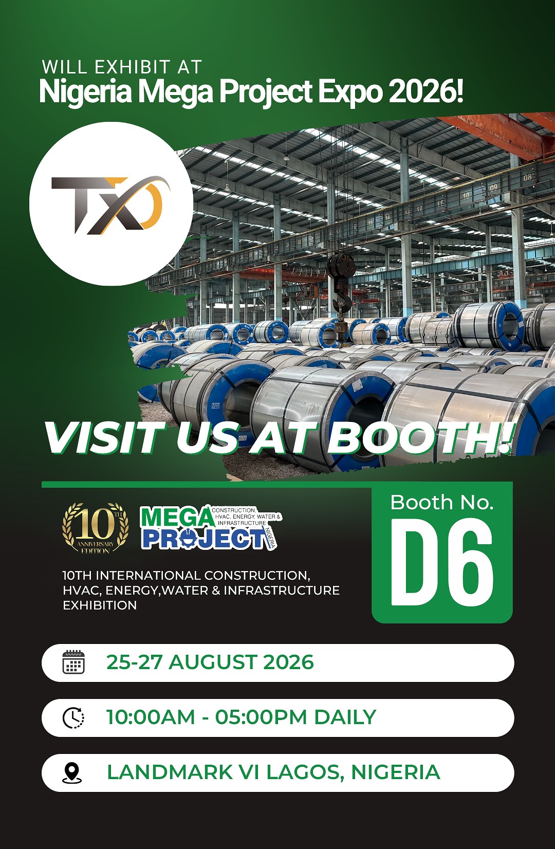Invitation｜Meet TXD at Nigeria Mega Project Expo 2026, Booth D6