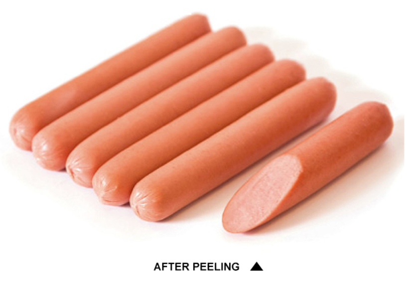 Cellulose sausage casing for hotdog