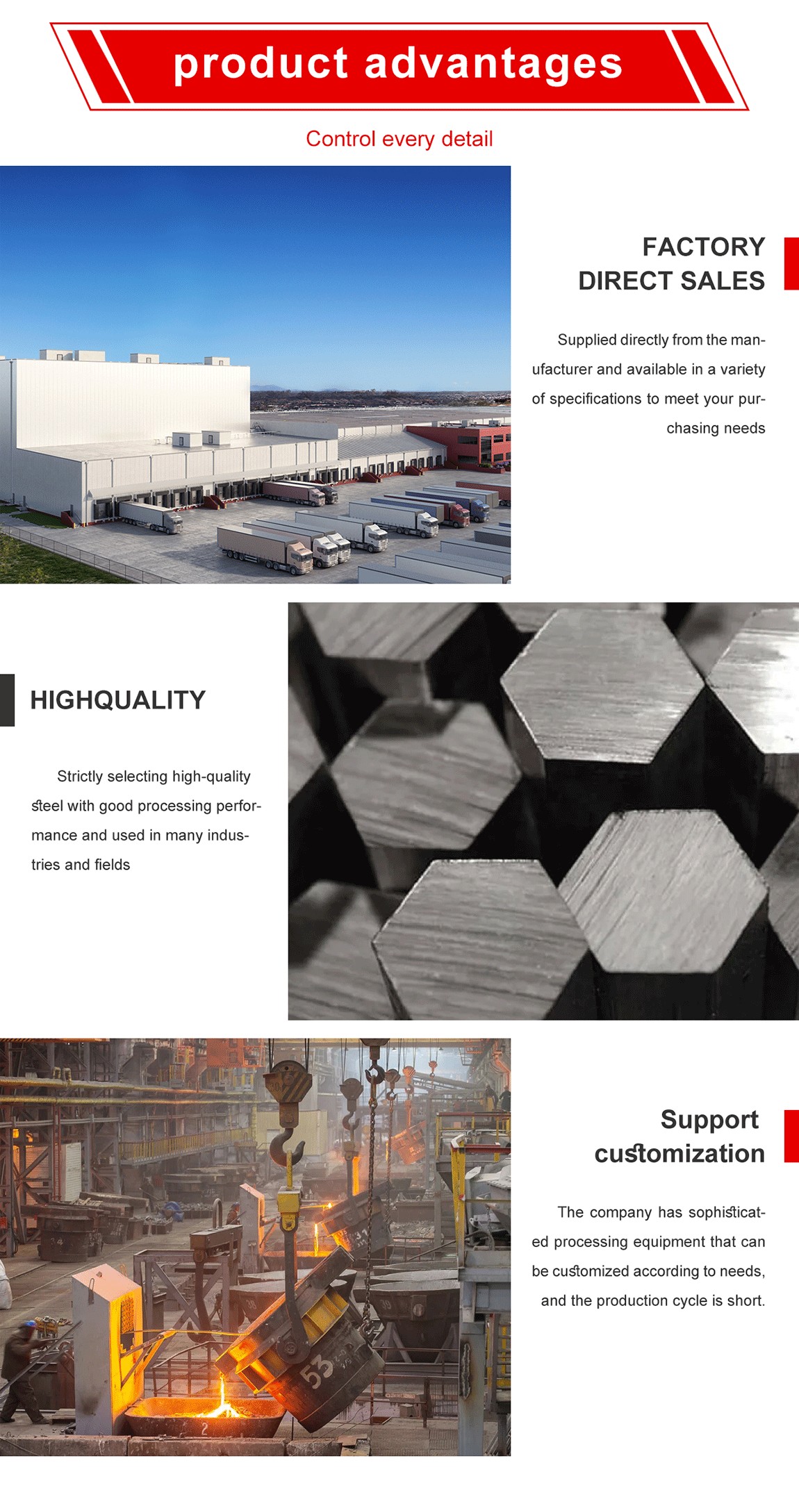 Stainless steel hex bar