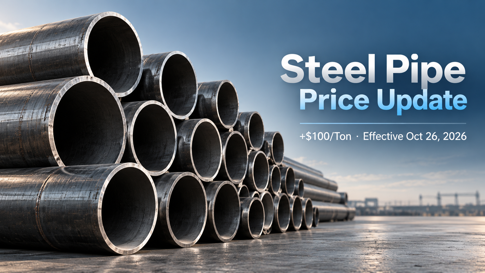 United Pipe & Steel to Raise U.S. Steel Pipe Prices by $100/Ton on October 26