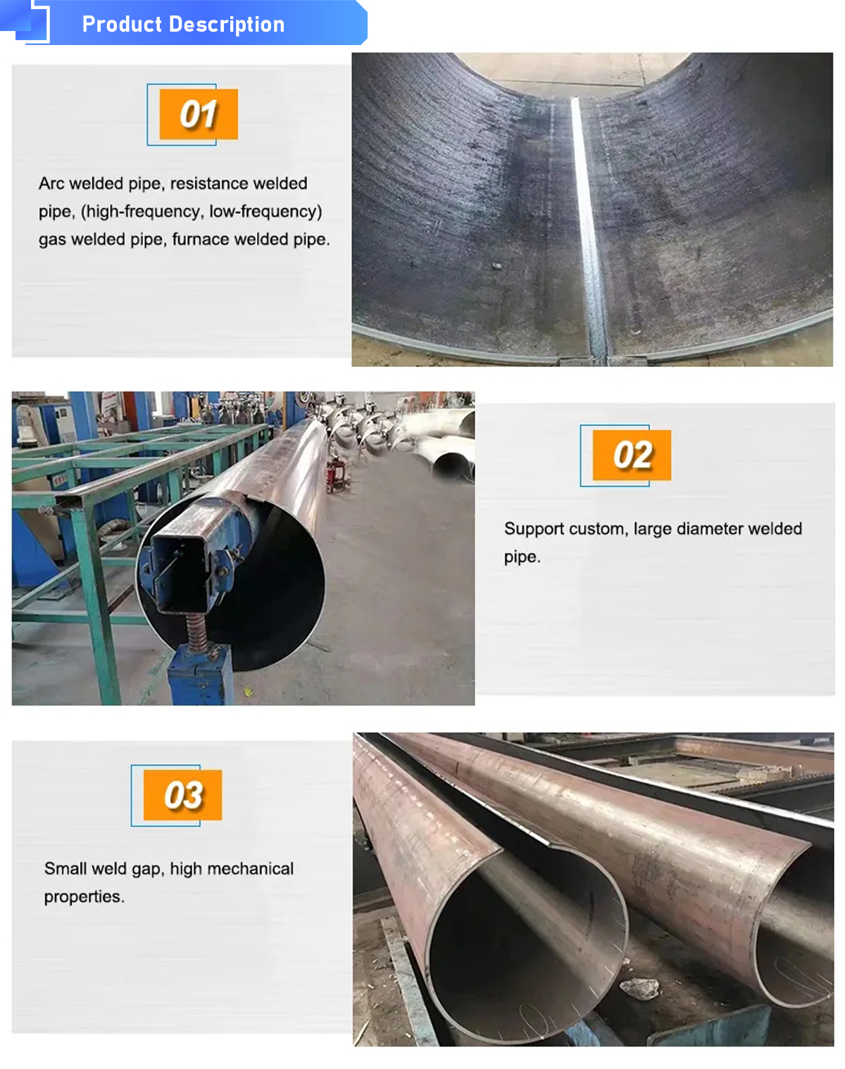 Product Description产品描述.jpg ASTM A53 Spiral Steel Pipe