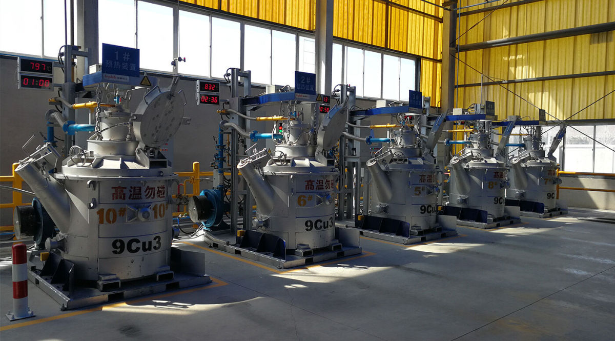 Equipo de precalentamiento de cuchara de transferencia de aluminio fundido a gas