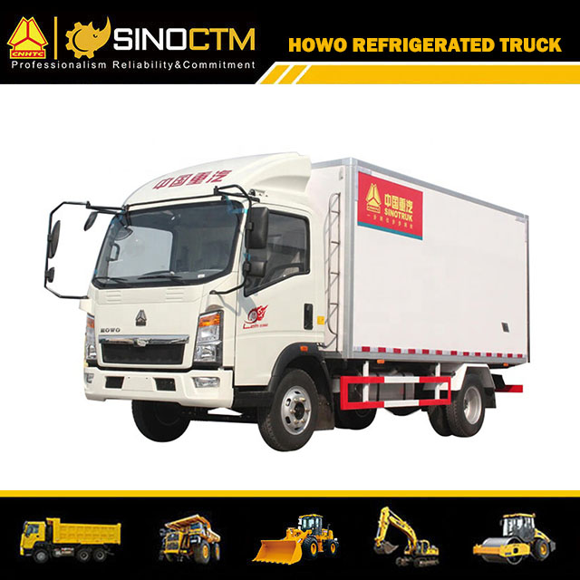 Sinotruck HOWO 4X2 5 tonnes chambre froide réfrigérée Van camions prix avec porte à volet en aluminium