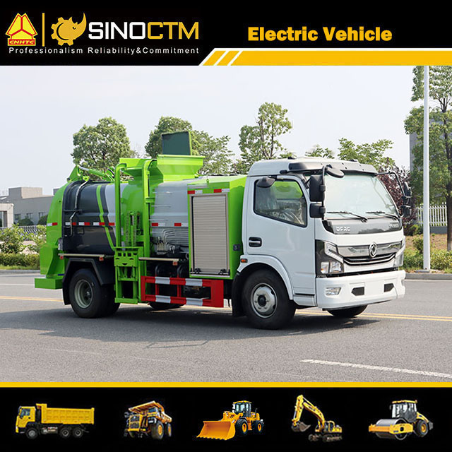 Camion à ordures électrique à compacteur à godets latéral de 5 000 litres