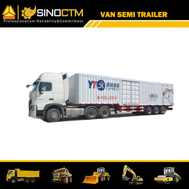 Fabriqué en Chine, semi-remorque de transport de camion à trois essieux de type boîte d'exportation