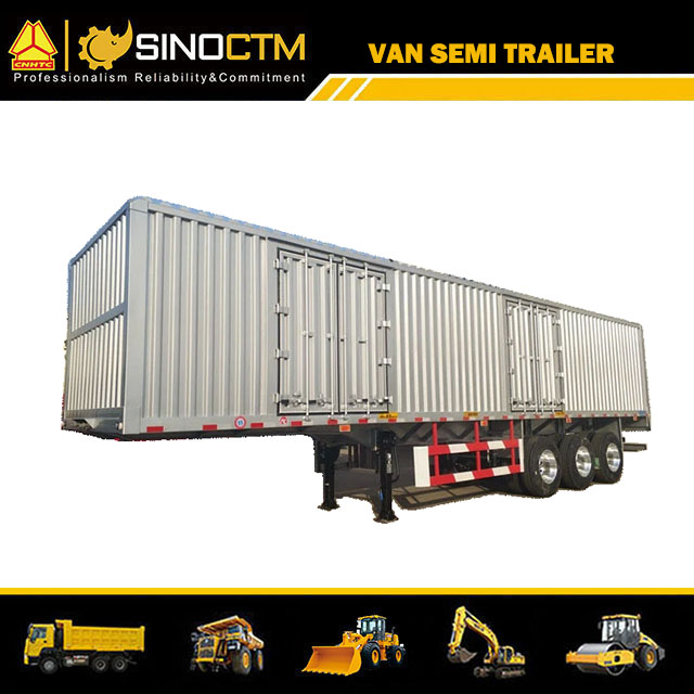Semi-remorque fourgon à 3 essieux équipée de 3 portes pour le transport de marchandises logistique longue distance