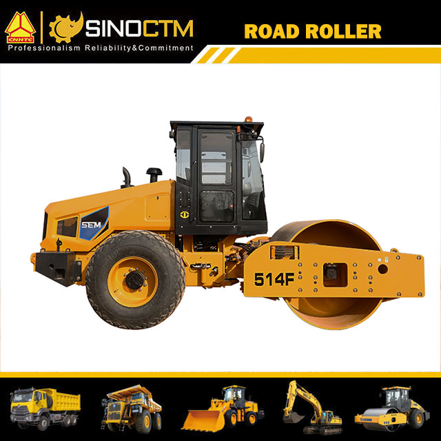 Compacteur de sol de 14 tonnes, rouleau compresseur Sem 514f