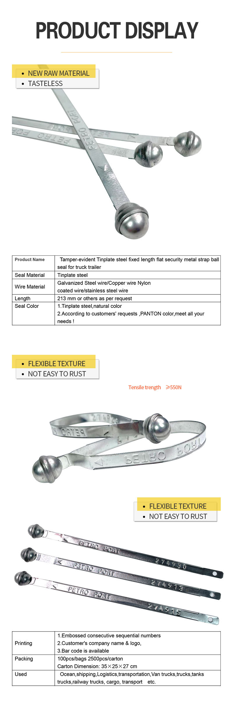 Ball Container Lock Truck Metal Strap Seal DX802MS