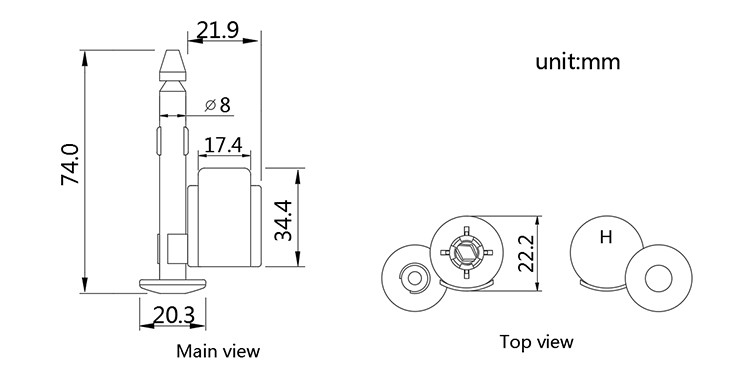 DX109B.png ABS Cap Metal Bolt Seal Lock DX109B