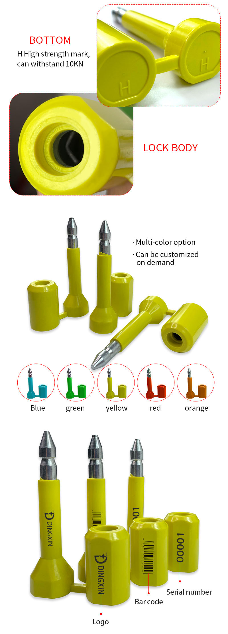Security ABS Coated Container Bolt Seal DX118B